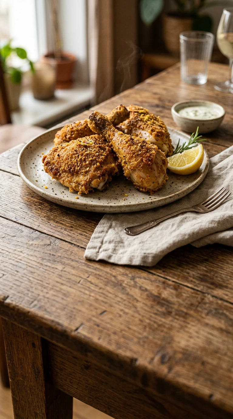 Würziges, zitronenpaniertes Brathähnchen