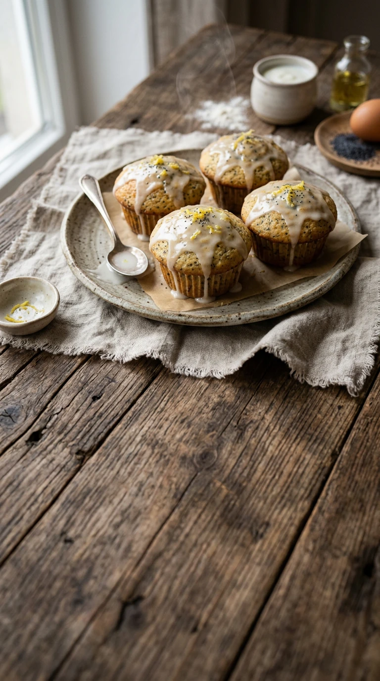 Zitronen-Mohn-Muffins (glasiert)