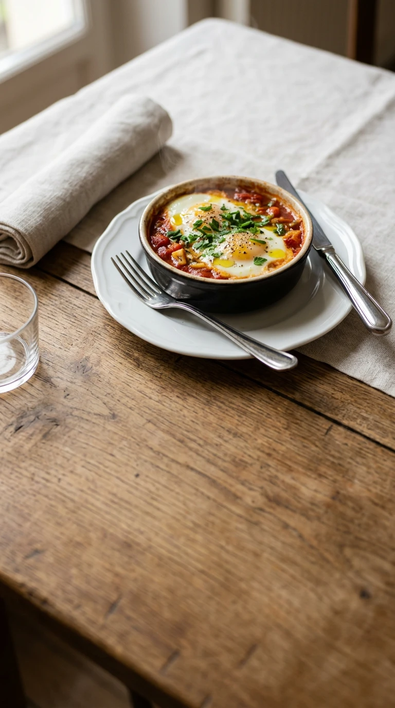 Eggs en cocotte with tomato