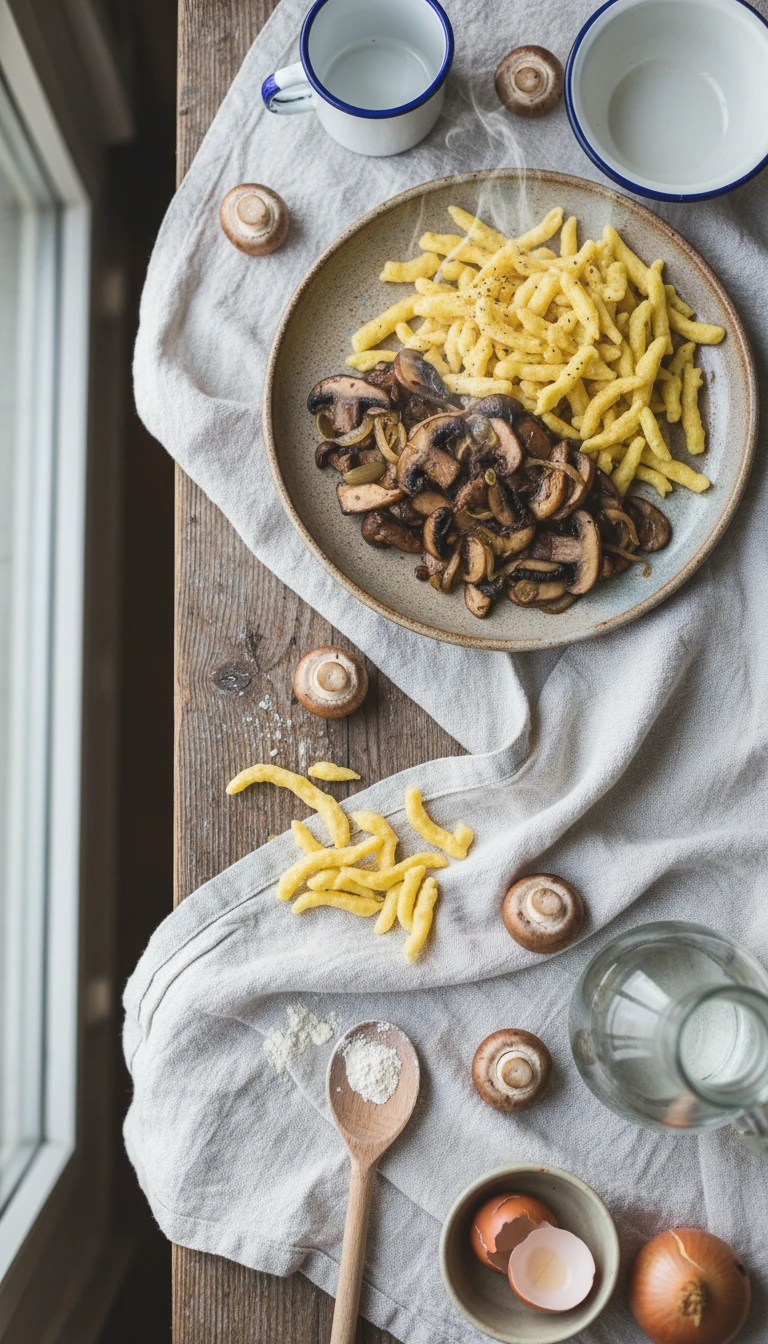 Mushroom Cream-Style Ragout (No Dairy) with Spätzle