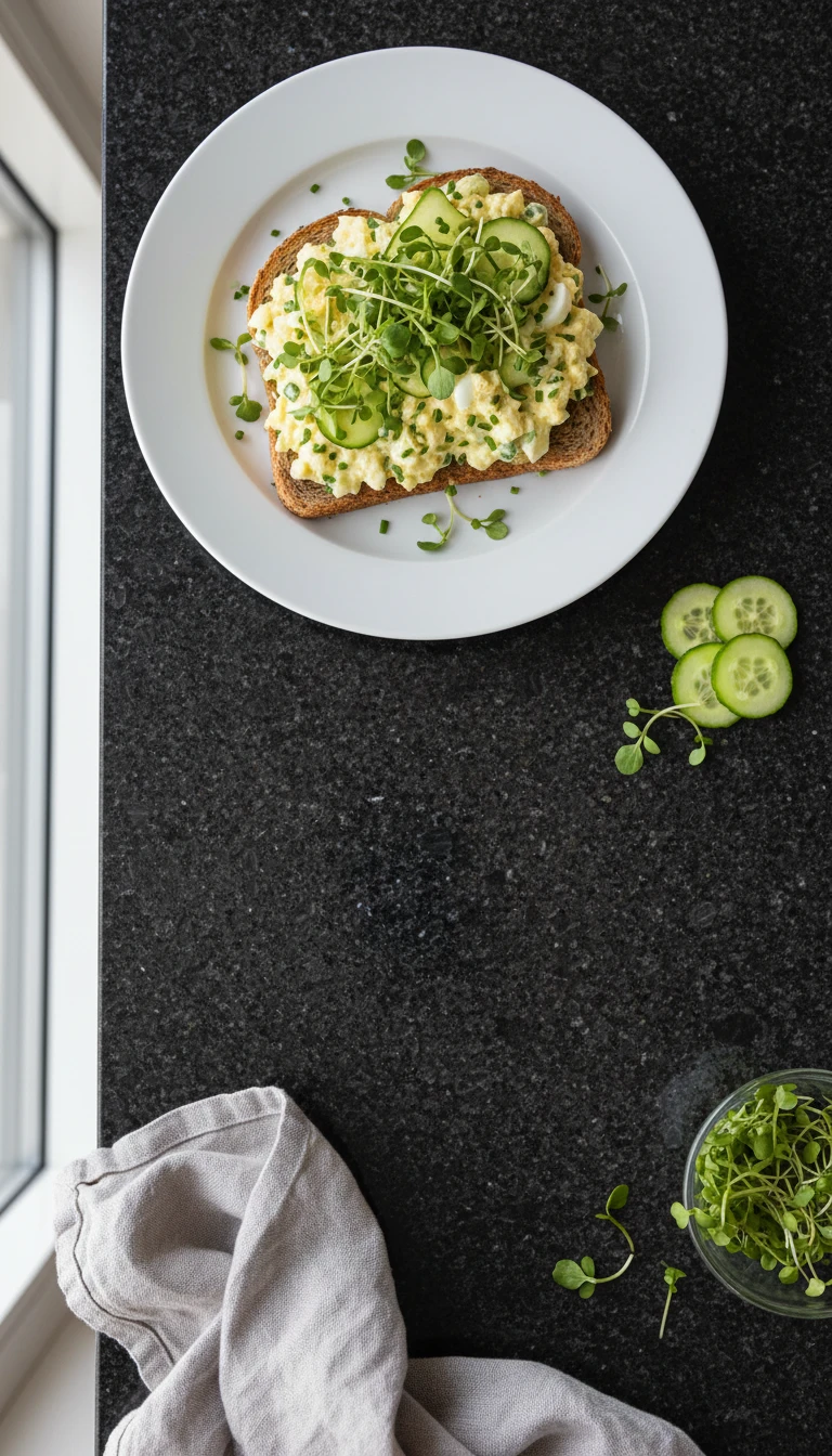Egg Salad Sandwich with Cress and Cucumber