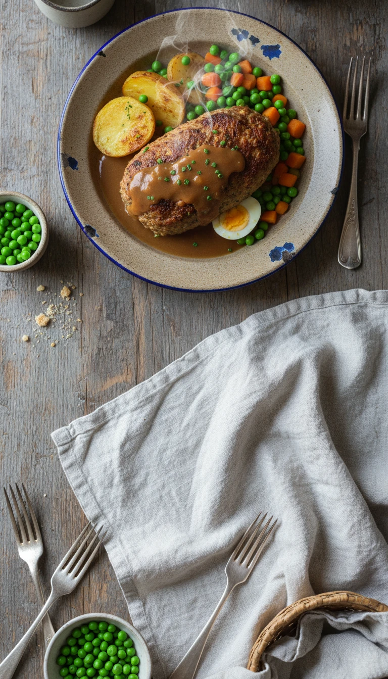 Faux Hase avec Sauce Brune et Pois Carottes