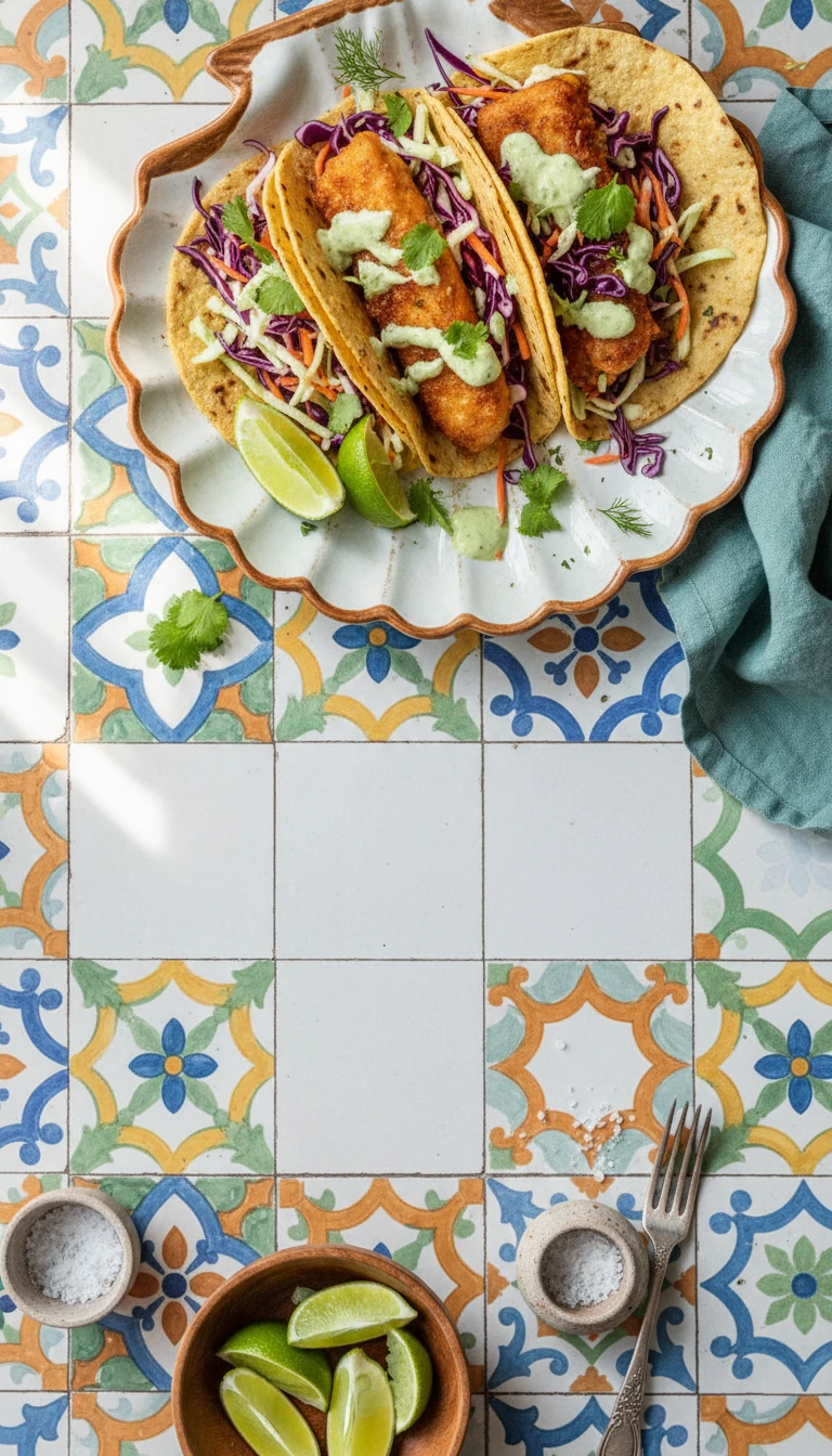 Tacos de poisson avec salade de chou et yaourt au citron vert