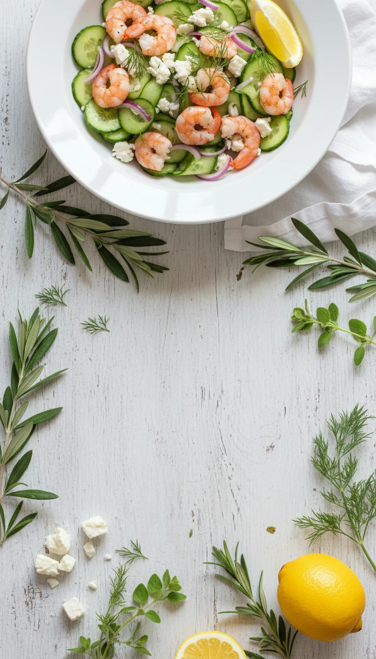 Garnelen-Gurken-Salat mit Feta und Dill