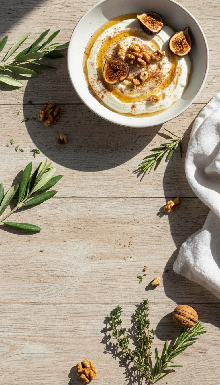 Yaourt grec avec miel, noix et figues