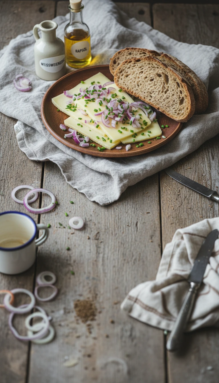 Hand Cheese with Onions and Rye Bread