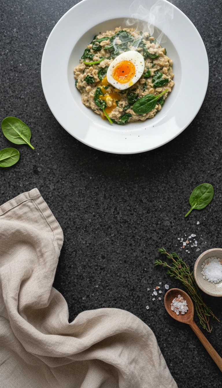 Savory Oat Porridge with Spinach and Egg