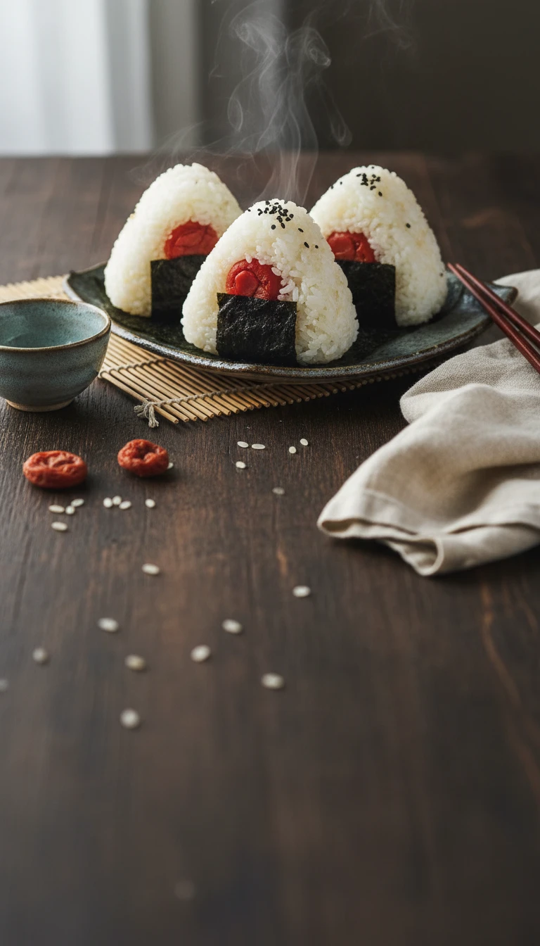 Onigiri japonais avec Umeboshi et Nori (Vegan)