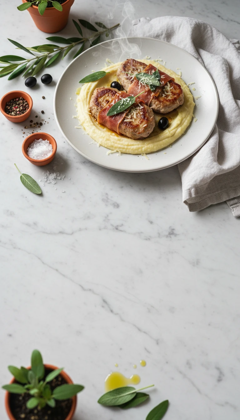 Veal Saltimbocca with Sage and Cauliflower Mash