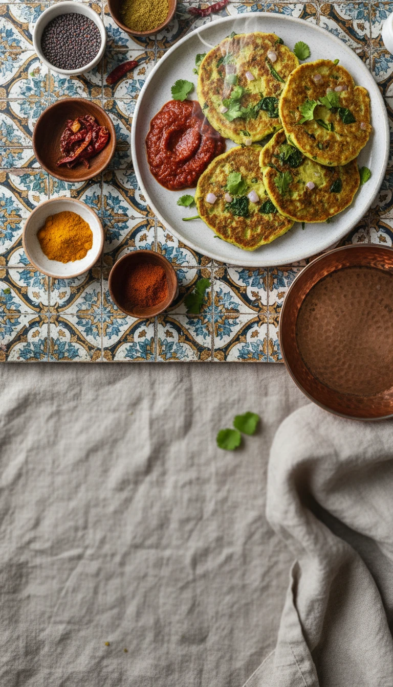 Crêpes de pois chiches (besan Chilla) avec chutney de tomates