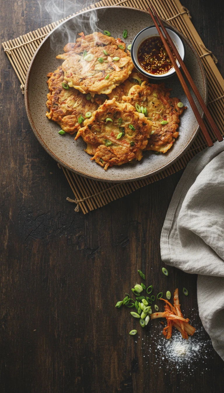 Korean Kimchi Pancakes (Vegan)
