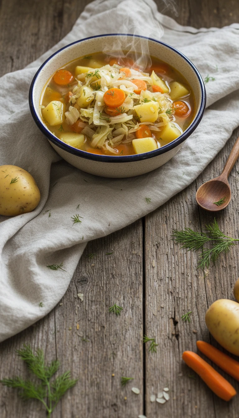 Soupe légère au chou blanc et aux pommes de terre