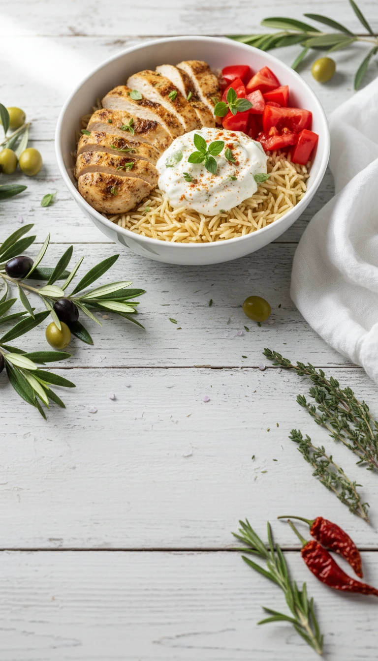 Mediterrane Hähnchen Gyros Bowl Mit Tzatziki Und Reis