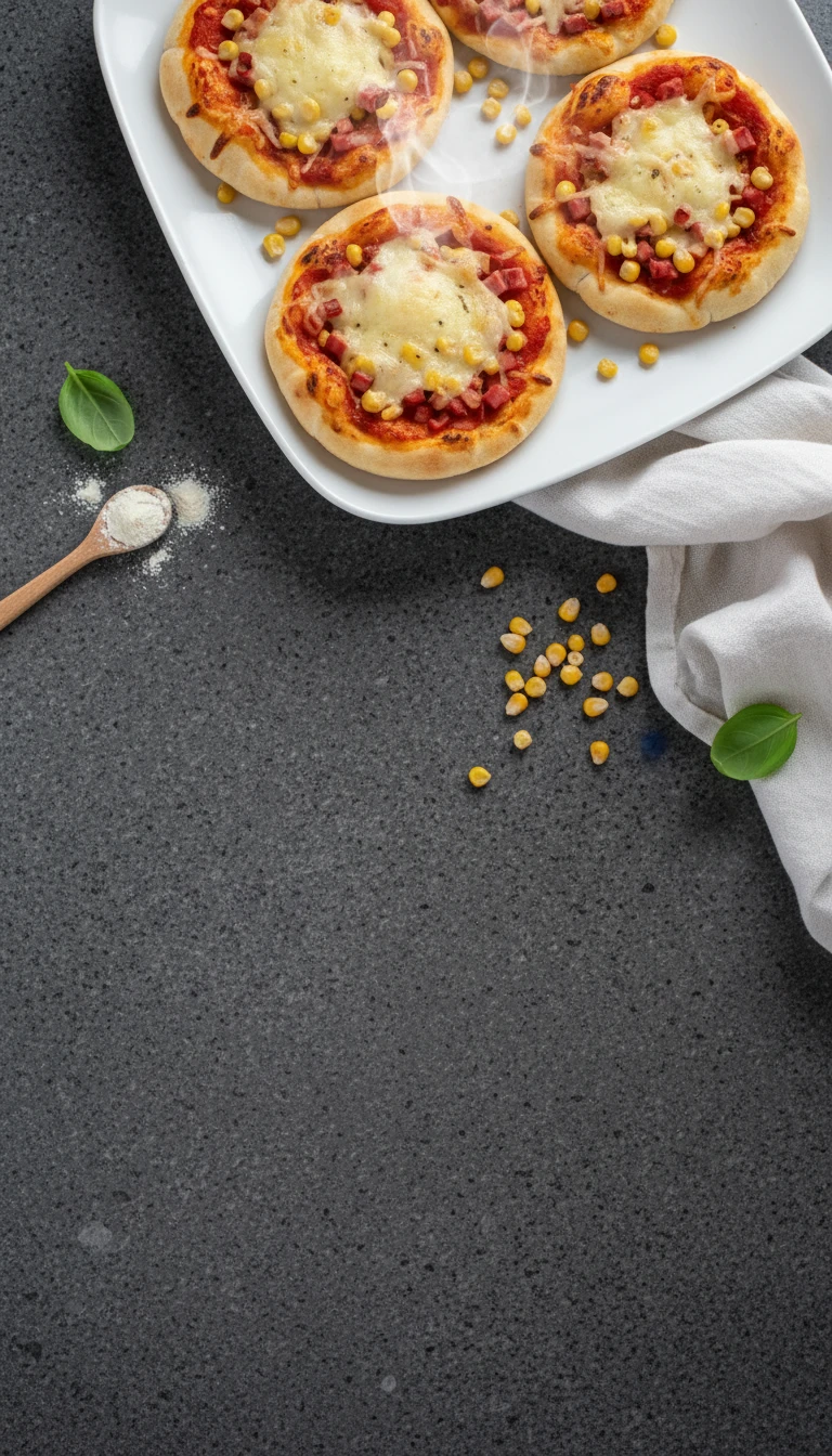 Mini-Pitas-Pizzas au jambon et maïs