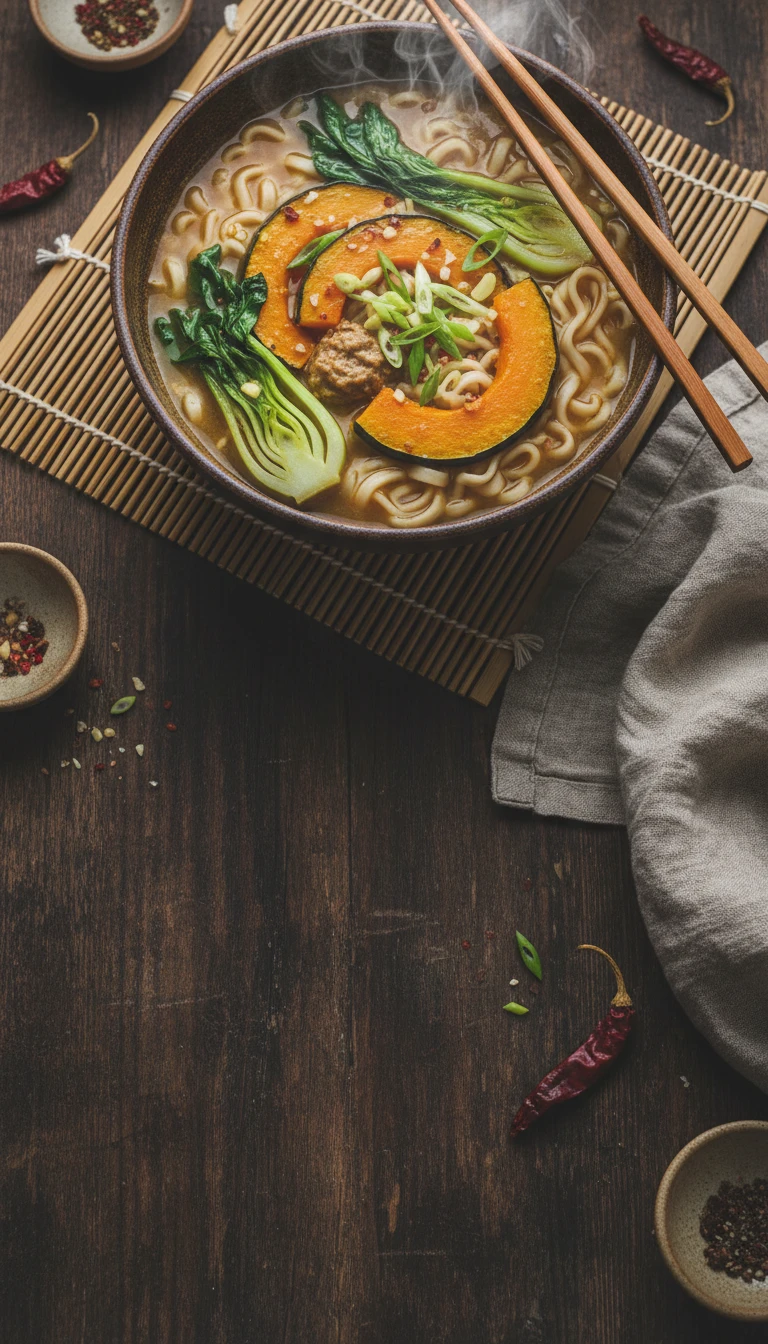 Miso-Kürbis-Ramen mit Pak Choi