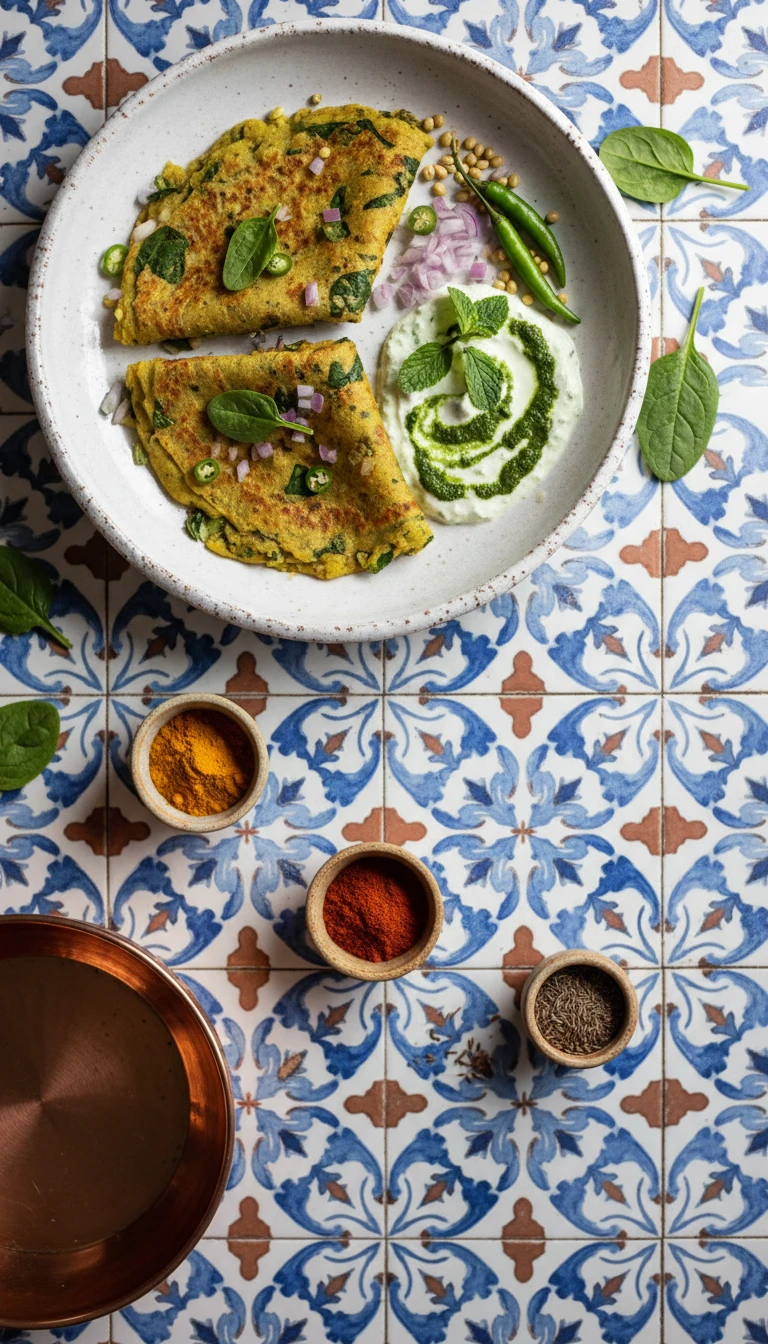 Moong Dal Cheela Mit Minz Joghurt