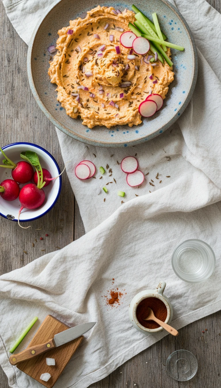 Obatzda mit Radieschen und Gurkensticks