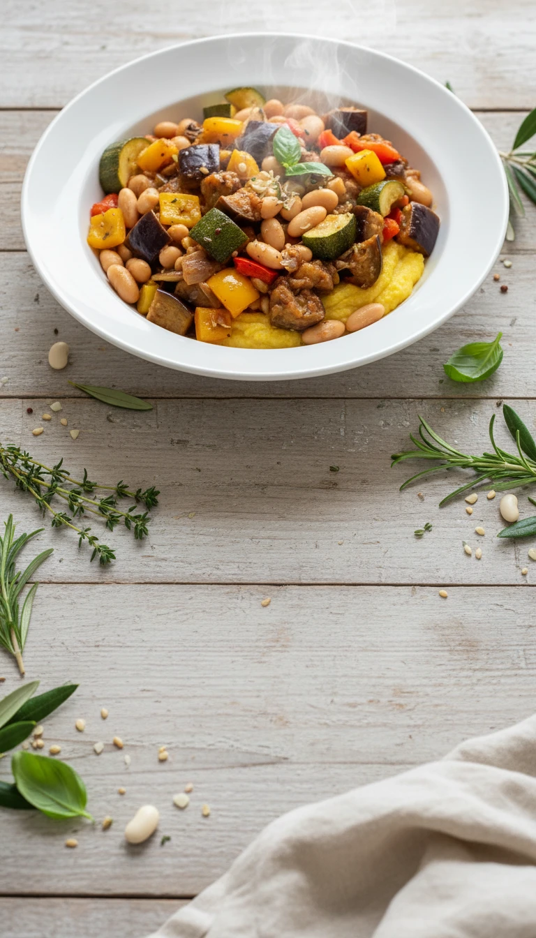 Ratatouille aux haricots blancs et polenta