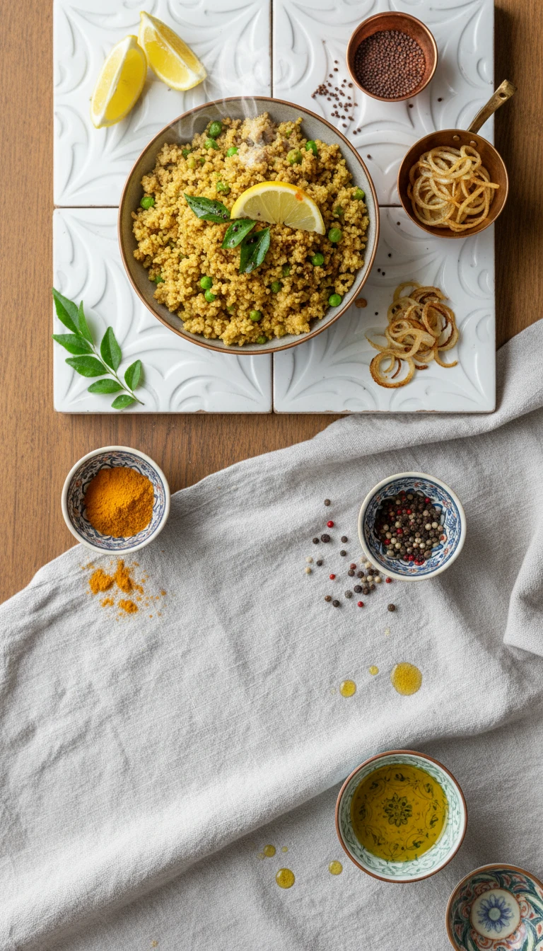 Rava Upma Mit Erbsen Und Zitrone