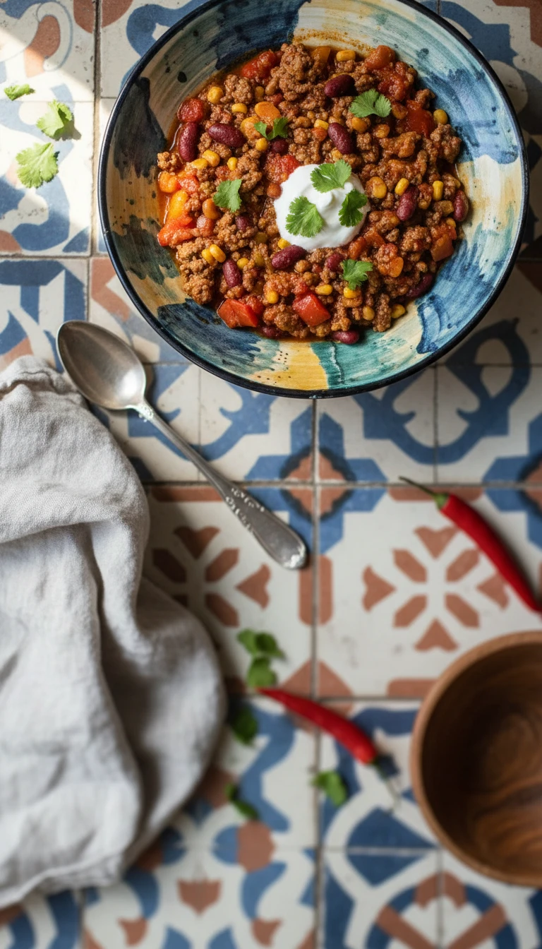Rindfleisch-Chili mit Bohnen und Mais