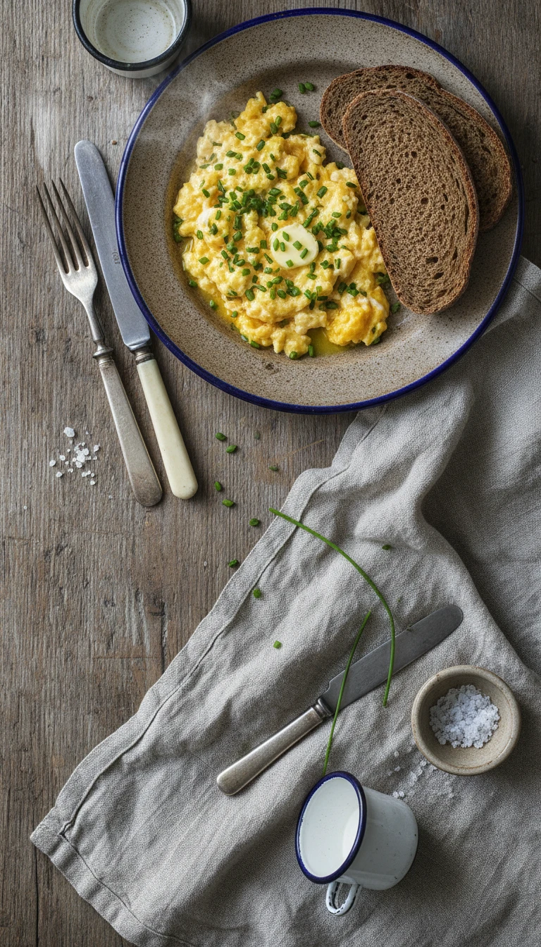 Oeufs Brouillés Avec Ciboulette Et Pain De Seigle