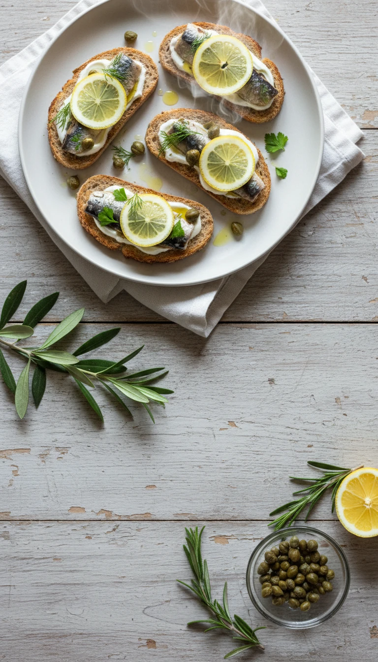 Sardine Lemon Crostini with Capers