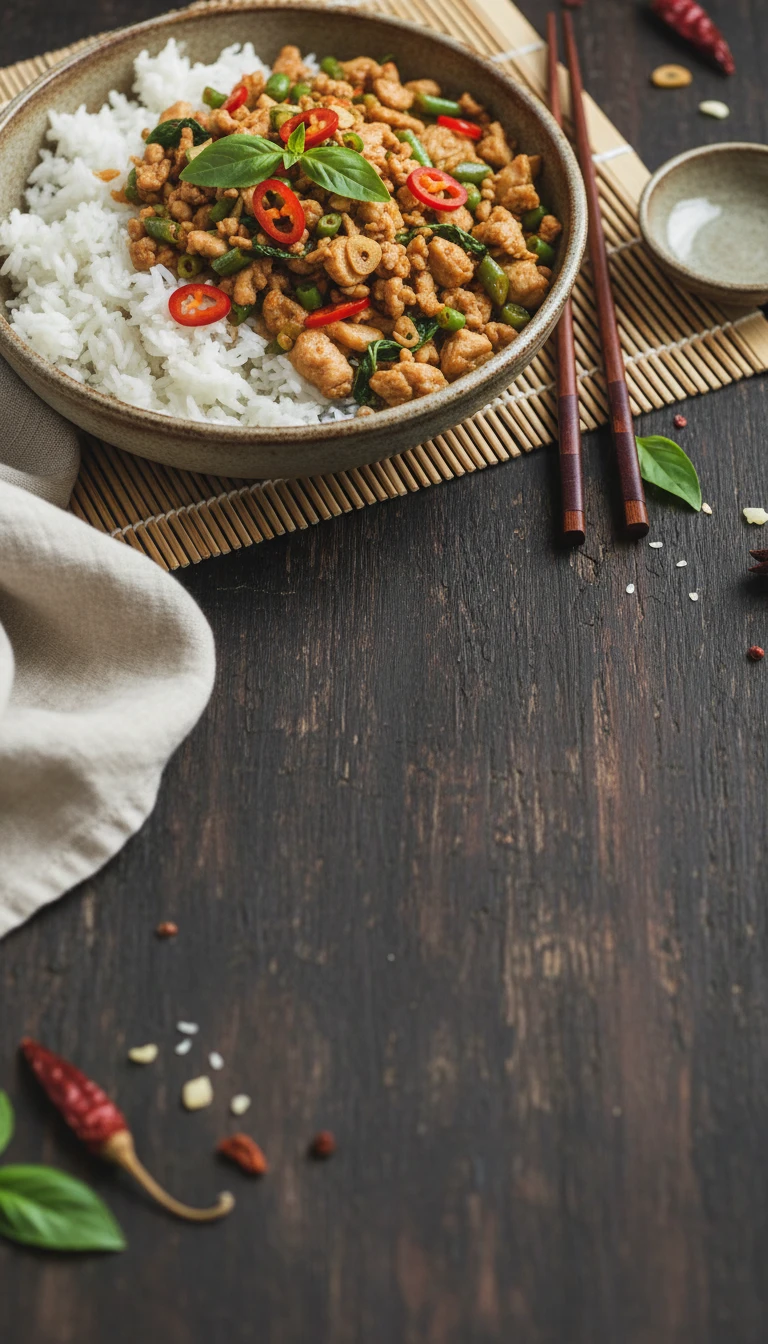 Schnelles Thai Basilikum Hähnchen Mit Reis