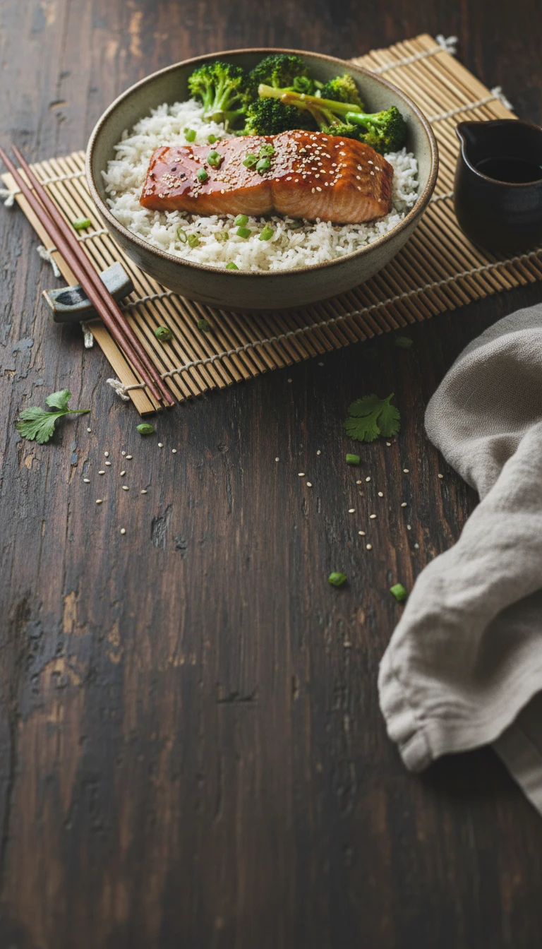 Teriyaki Lachs Mit Brokkoli Und Reis