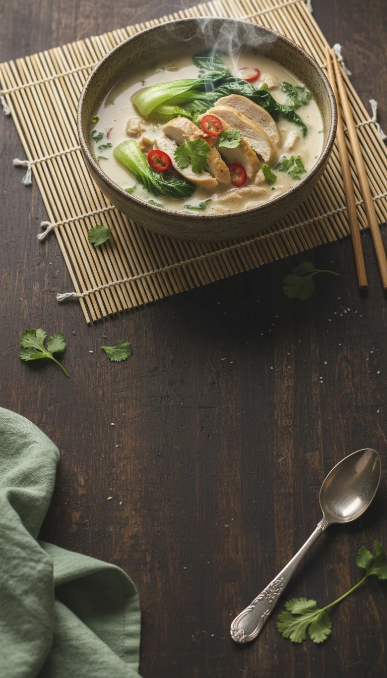 Thai Kokos Hähnchen Suppe Mit Pak Choi
