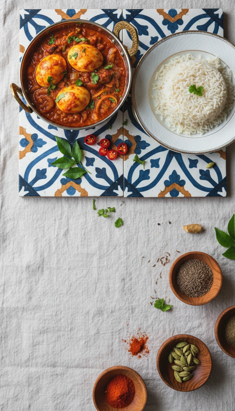 Tomato Egg Curry with Basmati Rice