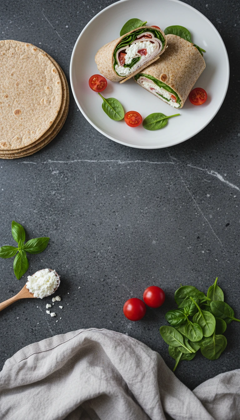 Vollkorn Wrap Mit Putenbrust, Hüttenkäse Und Spinat