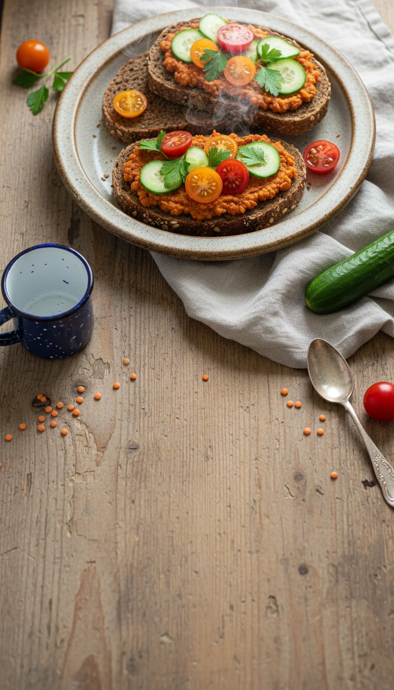 Wholegrain Bread with Lentil Spread and Vegetables