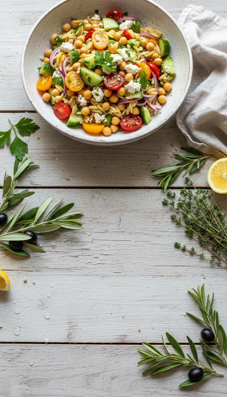 Zitronen Orzo Salat Mit Kichererbsen Und Feta