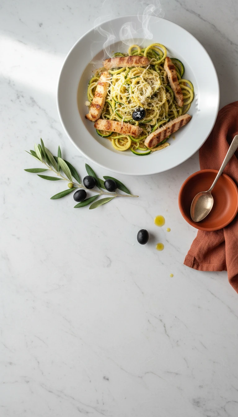 Zoodles alla Carbonara with Turkey Strips