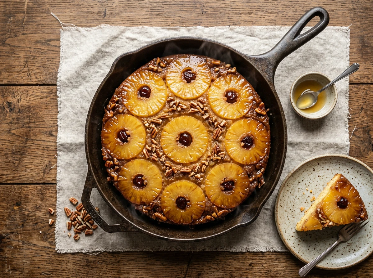 Gâteau renversé à l'ananas à la poêle