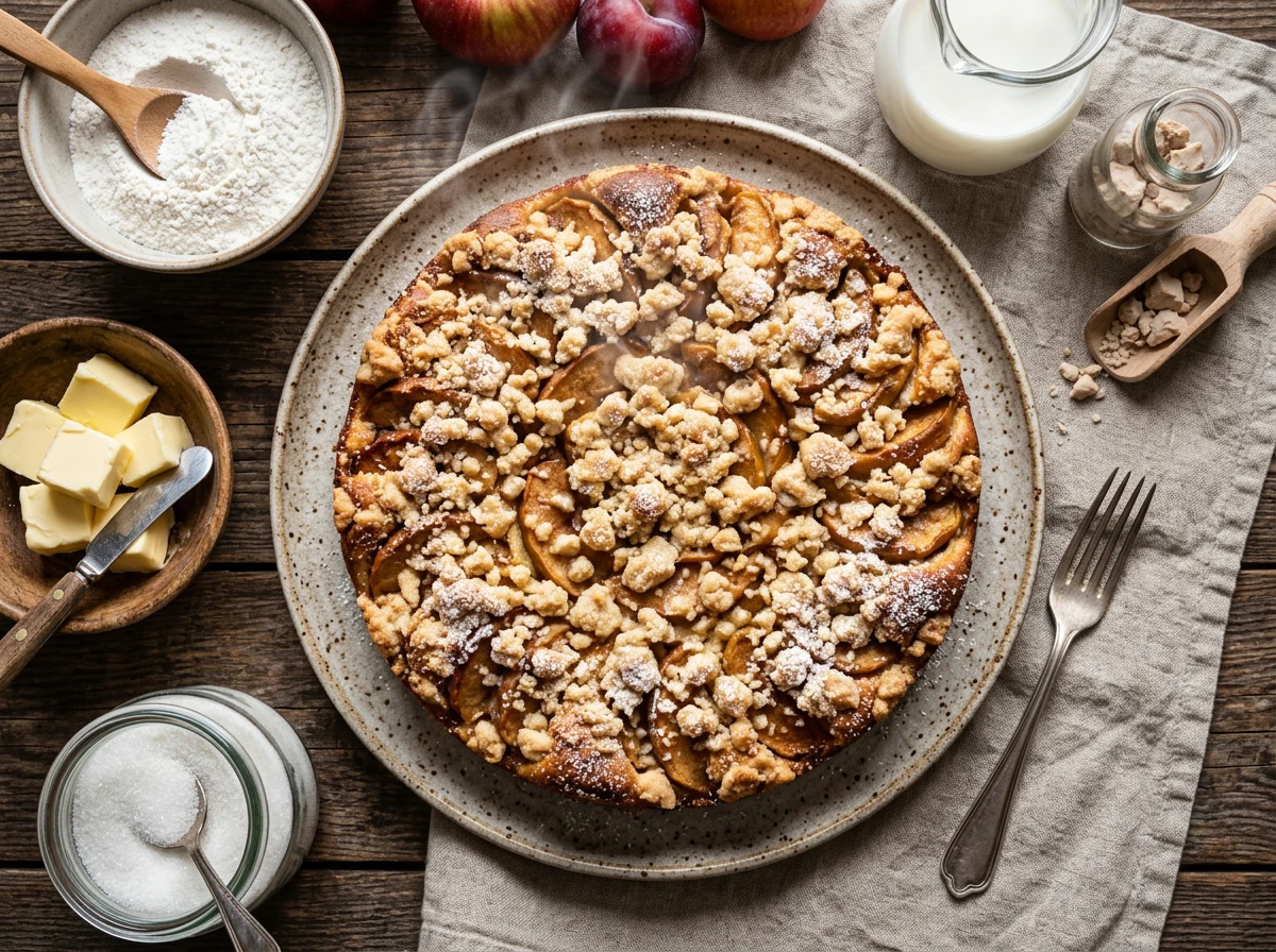 Apfel- oder Zwetschenkuchen aus Hefeteig