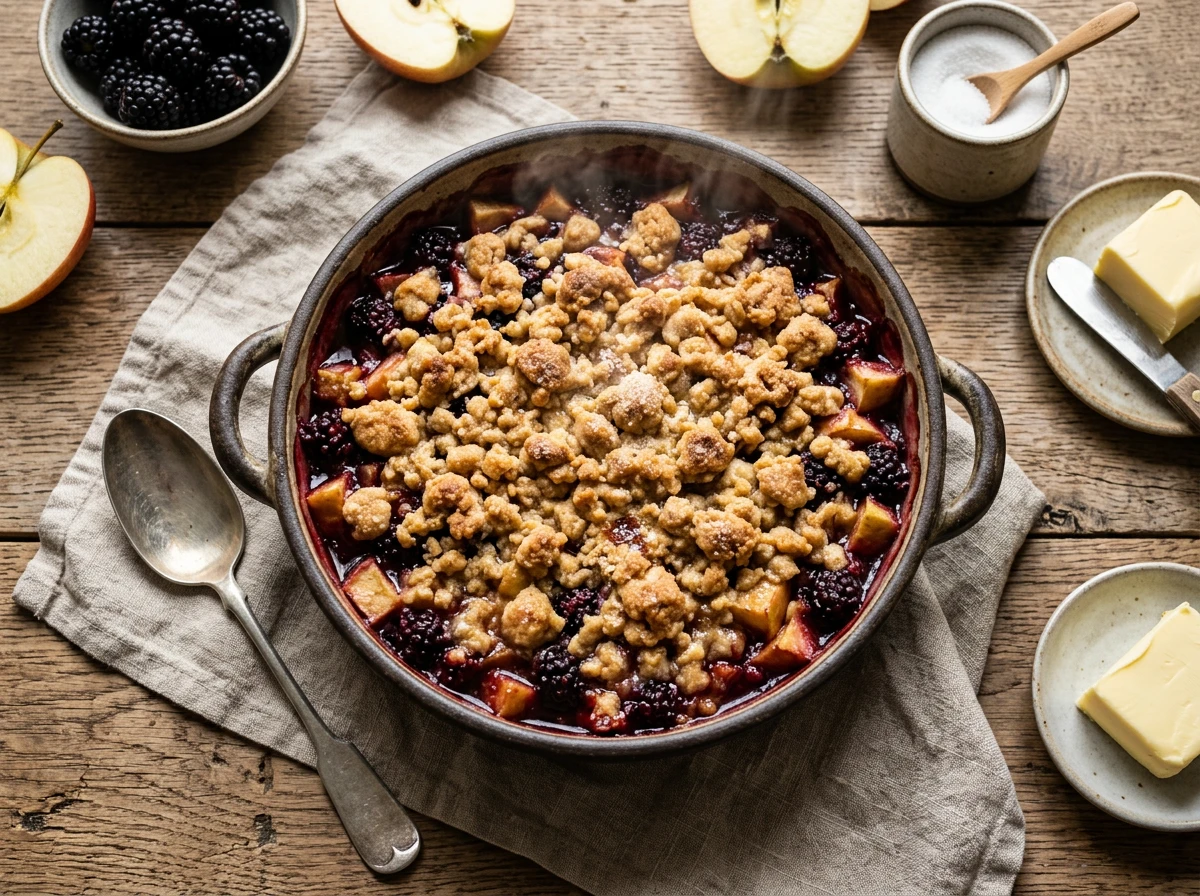 Apfel-Brombeer-Crumble