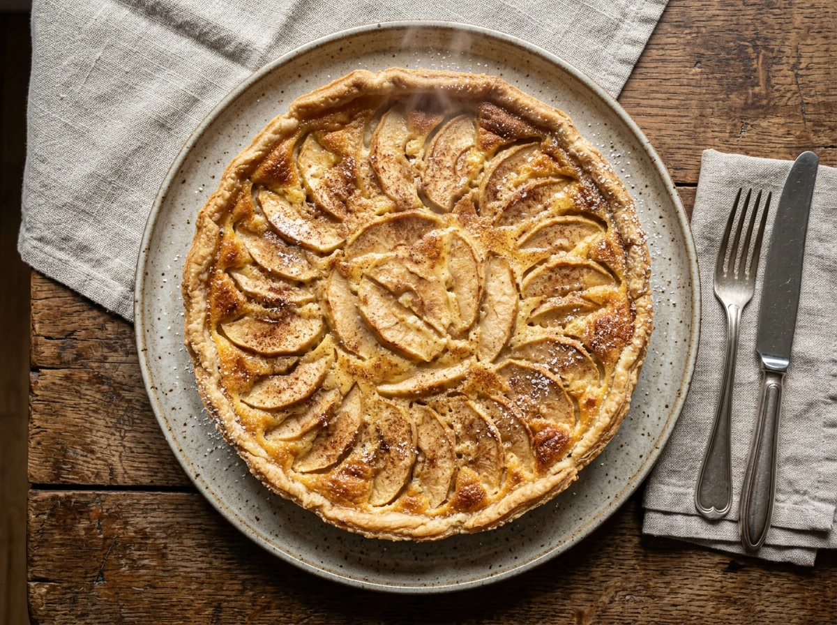 Apfel-Torte aus Butterteig mit Sahneguss