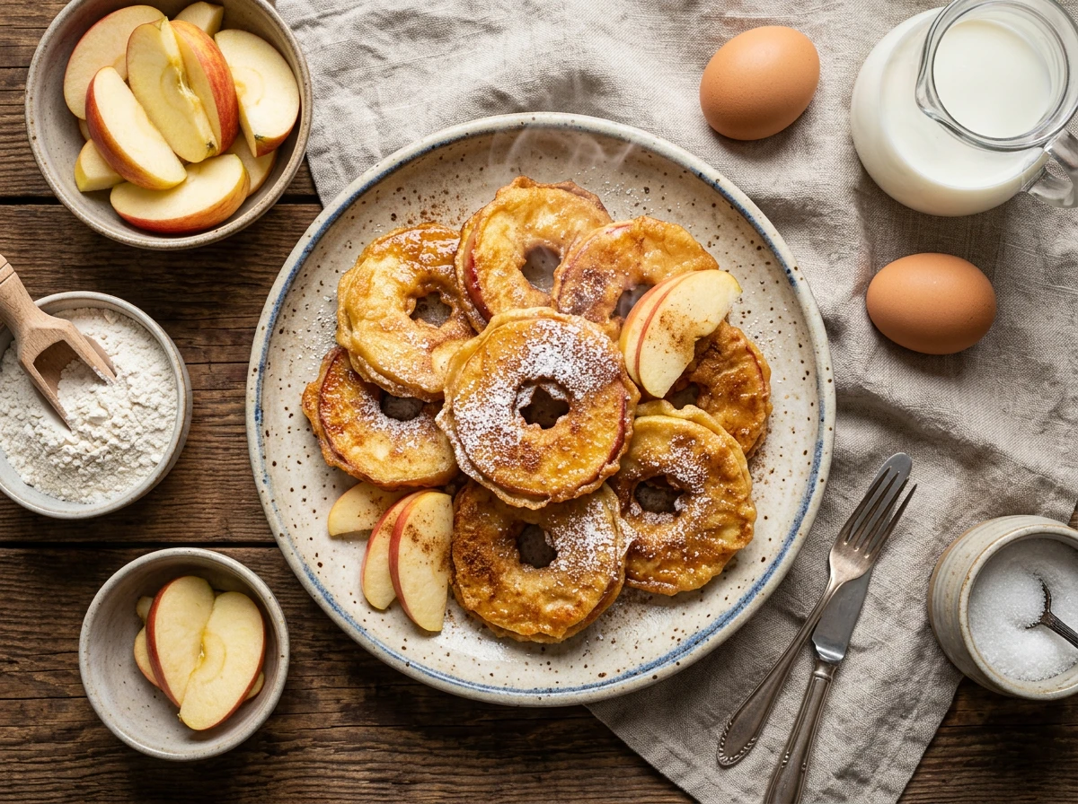Apfelscheiben in Schmalz (alternativ in Butter) gebacken
