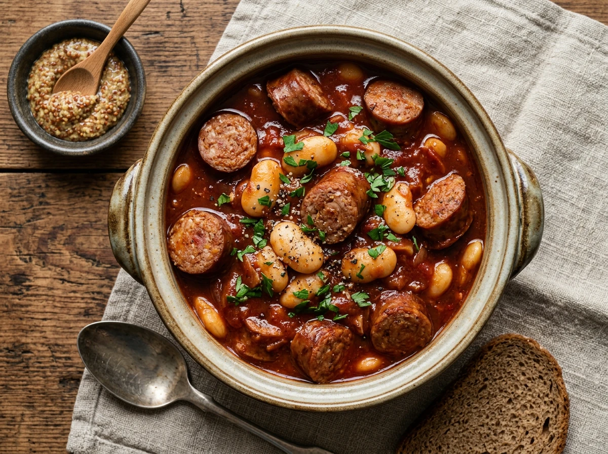 Bohnensalat mit Würstchen (Hotpot)