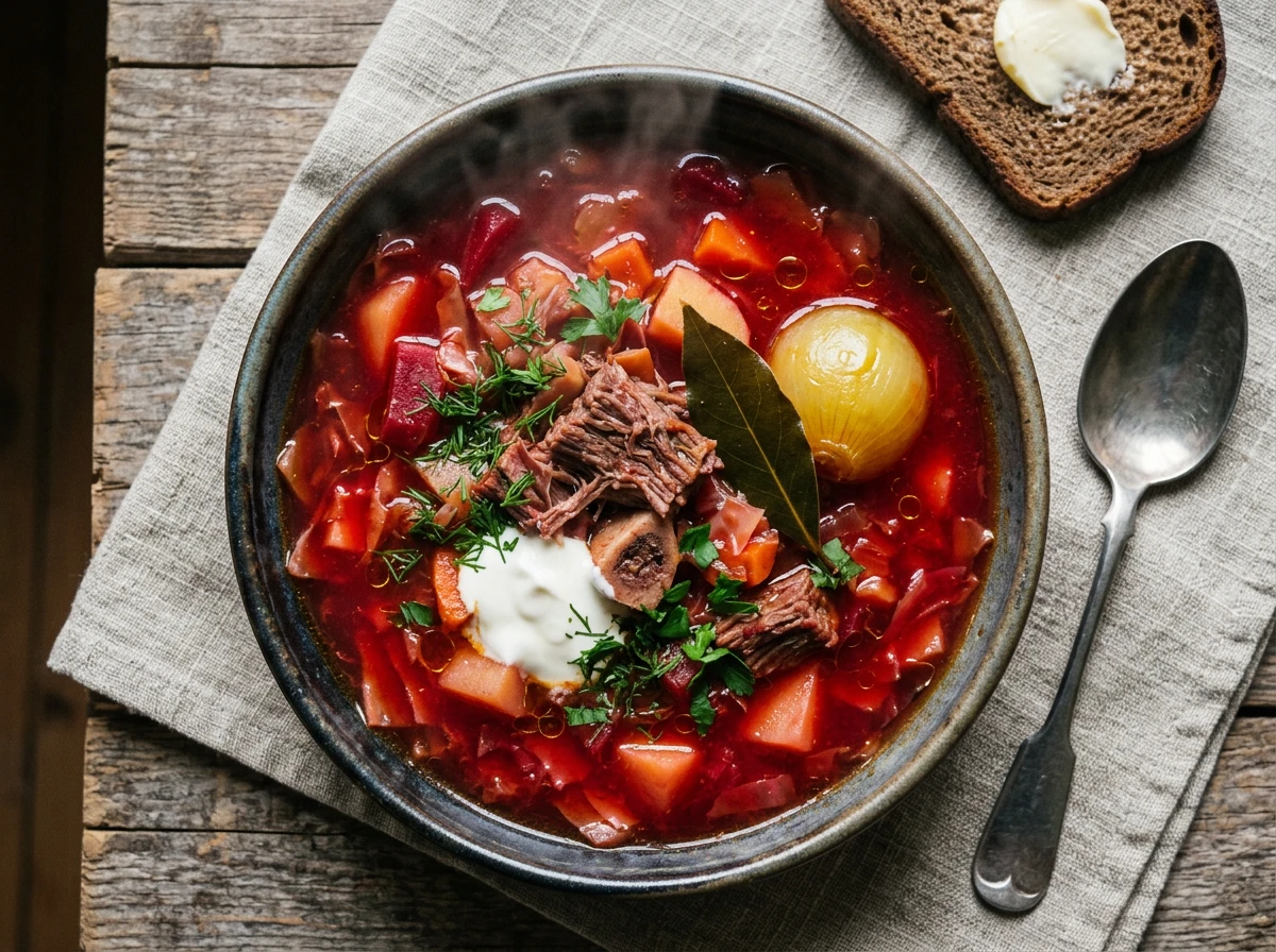 Borschtsch (ukrainischer Rote-Bete-Eintopf)
