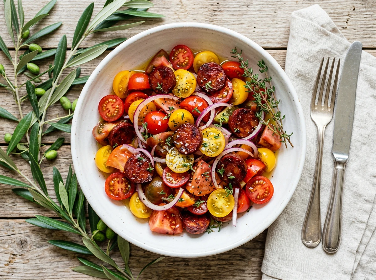 Salade de chorizo et tomates