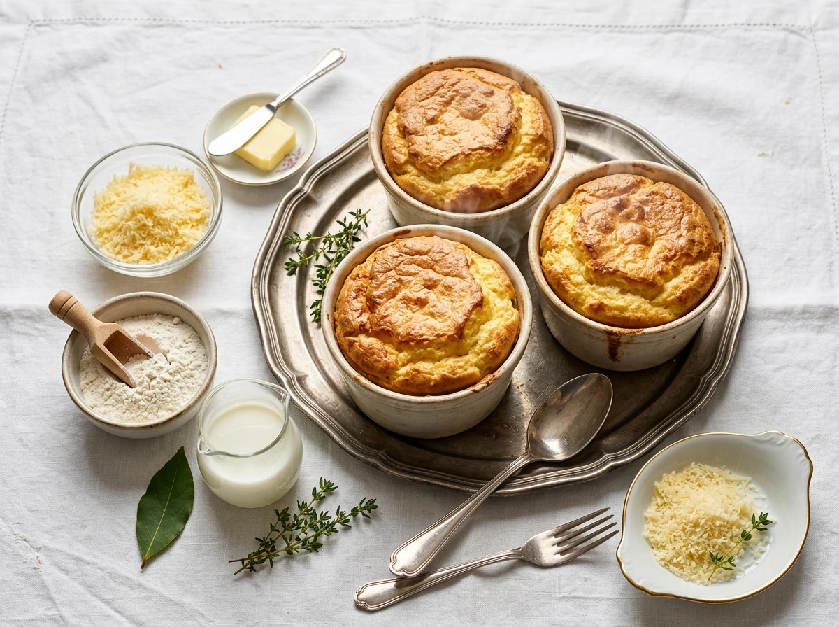 Three-cheese souffles