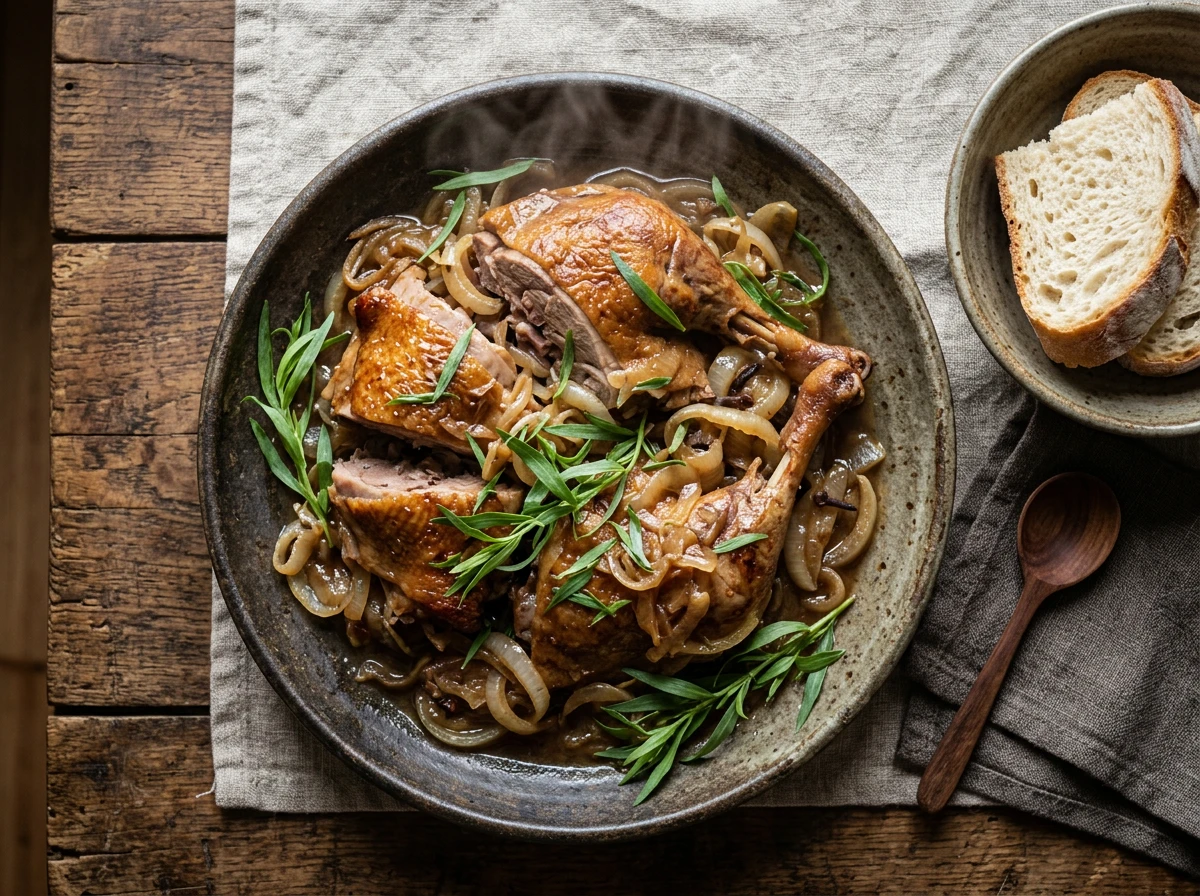 Enten mit Zwiebeln gedämpft