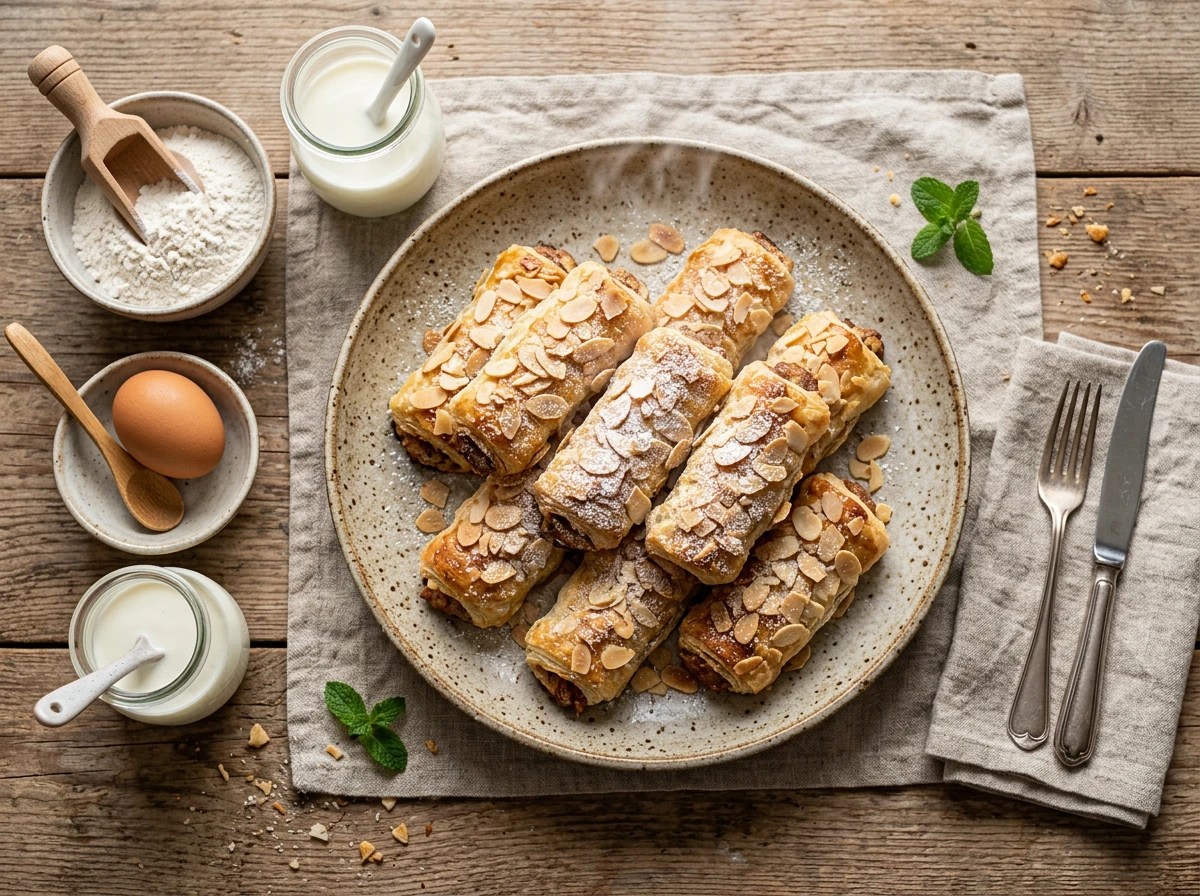 Gebackene Mandelröllchen