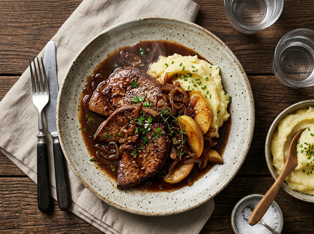 Gebratene Kalbsleber mit Sauce