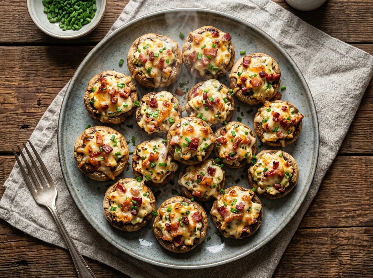 Champignons farcis au bacon et fromage
