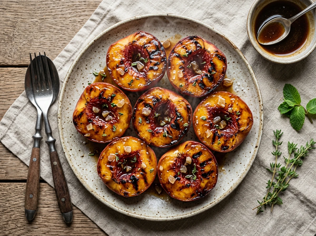 Pêches grillées glacées au gingembre