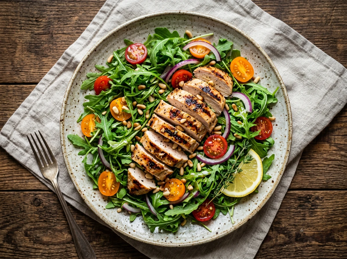 Gegrillter Hähnchensalat mit Rucola