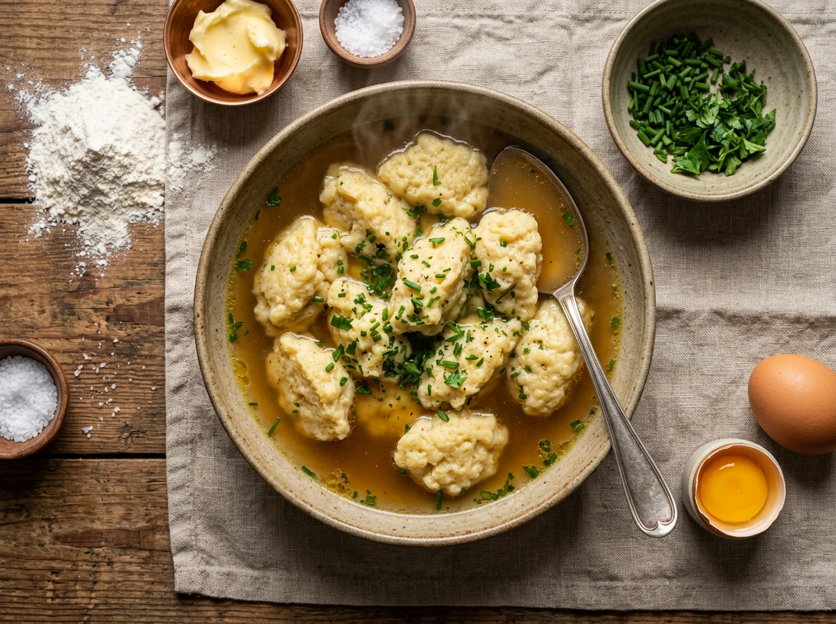 Gewöhnliche Suppenklöße von Mehl